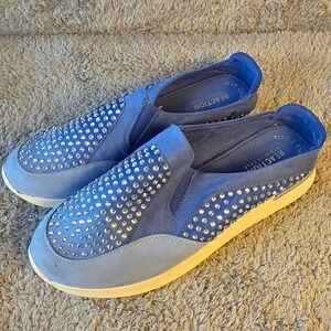 Reaction Kenneth Cole Cameron Mule Blue Ombre Rhinestone Embellished 12 WIDE NEW